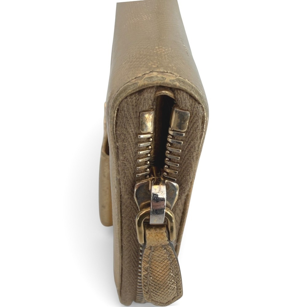 Prada Milano Metallic Gold Saffiano Zip Around Continental Wallet Leather - Picture 6 of 10